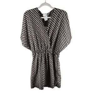 NU Womens Dress‎ Size S V-Neck Chevron Faux Wrap Batwing